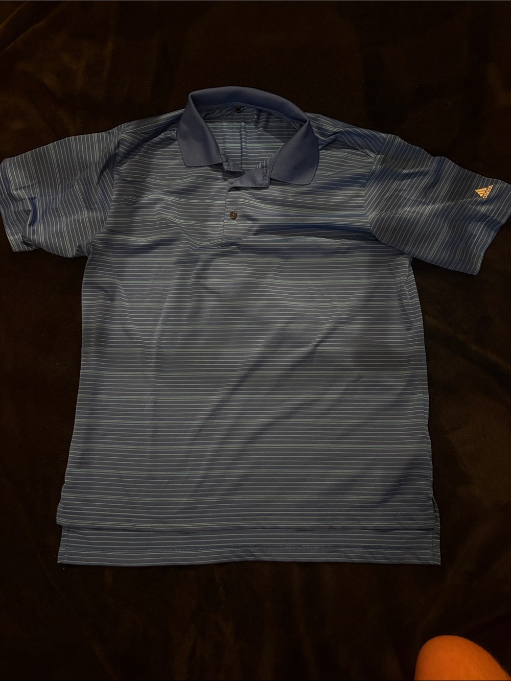 Adidas Men’s Blue Striped Performance Golf Polo